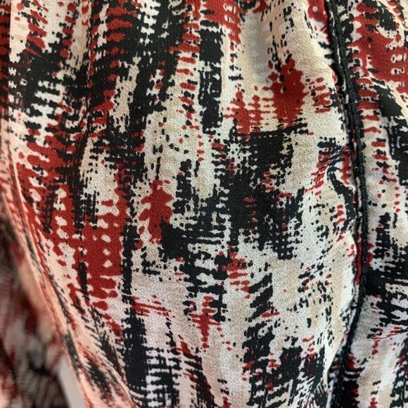 Max Studio red black tan LS dress Sz L - Picture 6 of 11